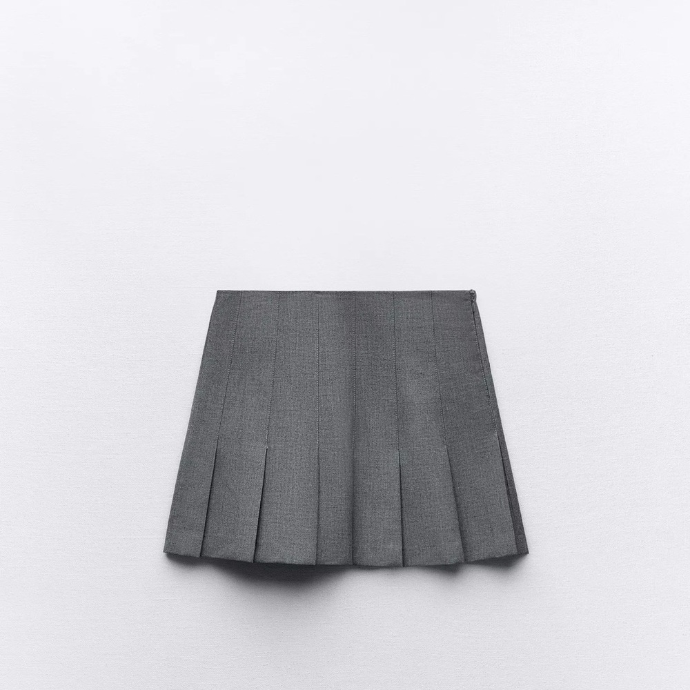 Zara Charcoal Mini Pleated Skirt